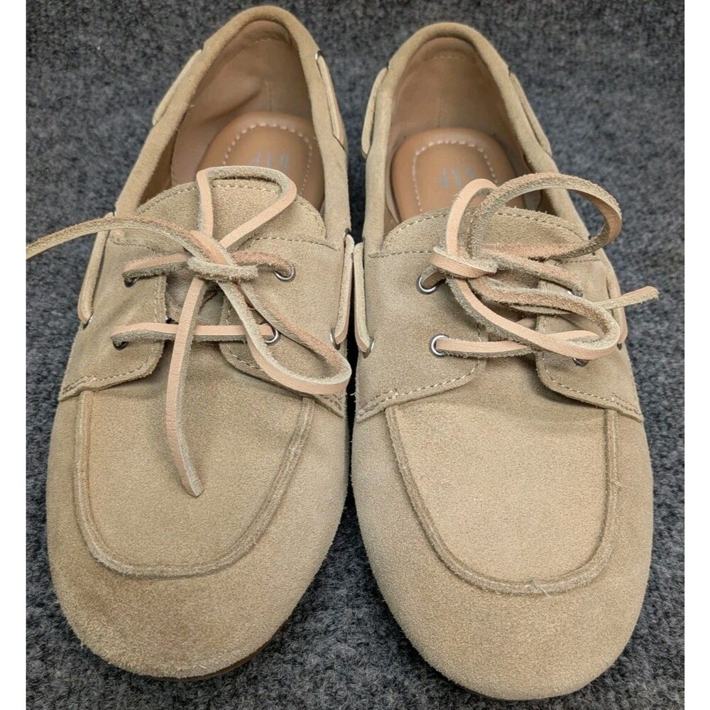 GAP Suede Boat Shoes Womens Size 10 Honey Brown Lace Up Moc Toe Flats Casual